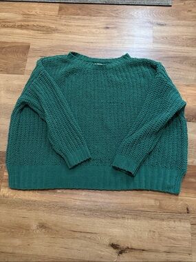 American Eagle Outfitters Chunky Crewneck Sweater in Deep Green